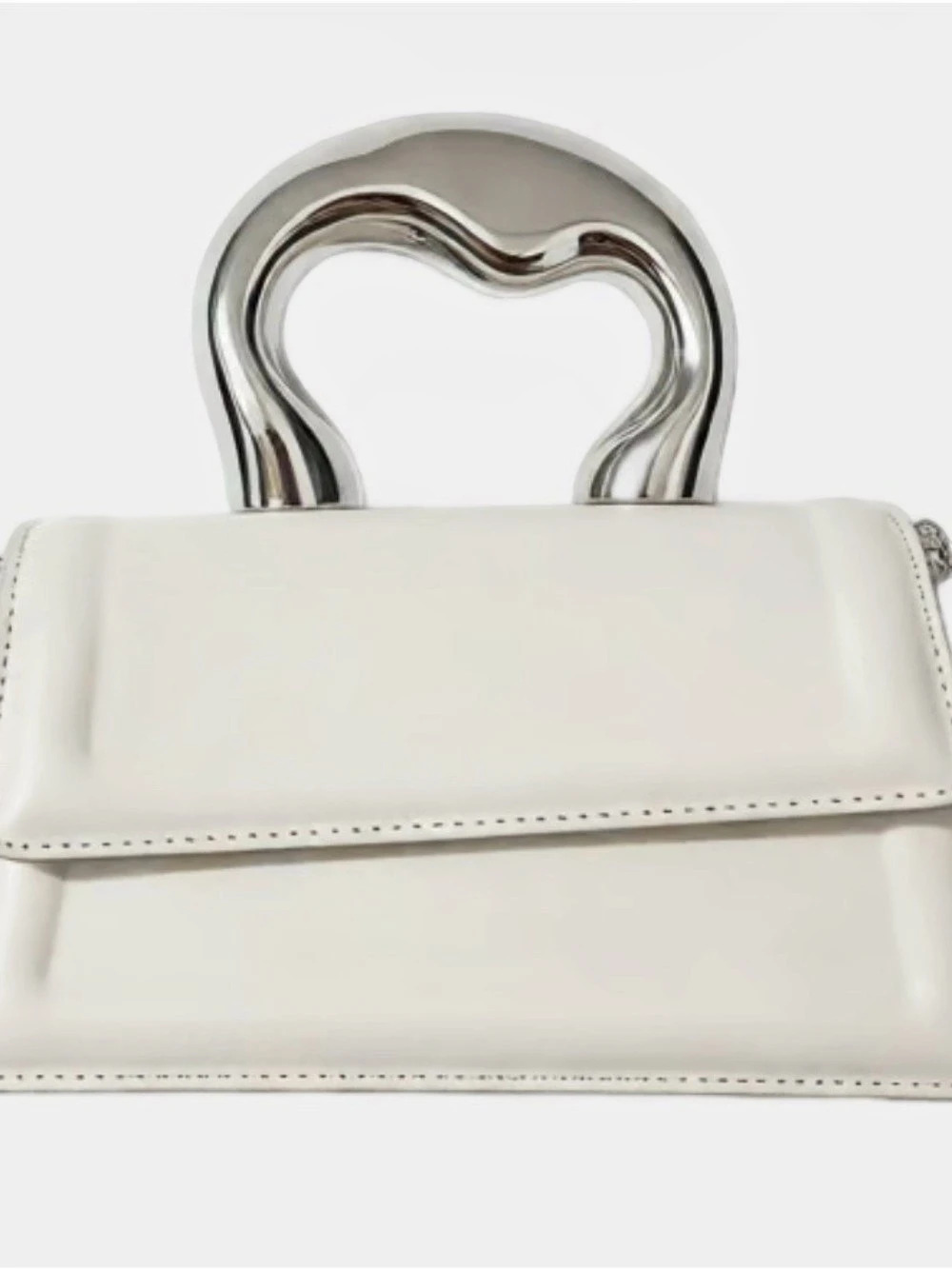 White Sculptural Handle Shoulder Bag Like New